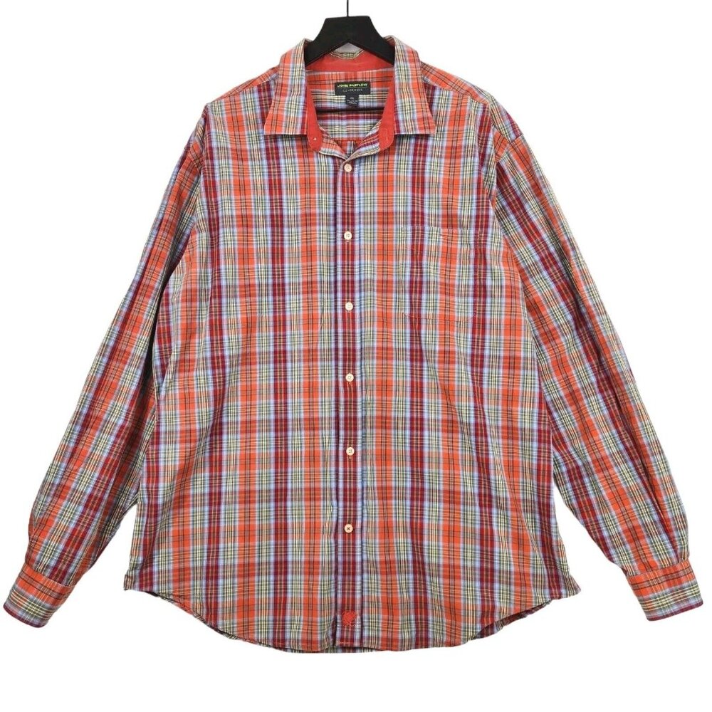 John Bartlett Consensus Mens Button Down Shirt Size XXL 2XL Plaid Western Cotton